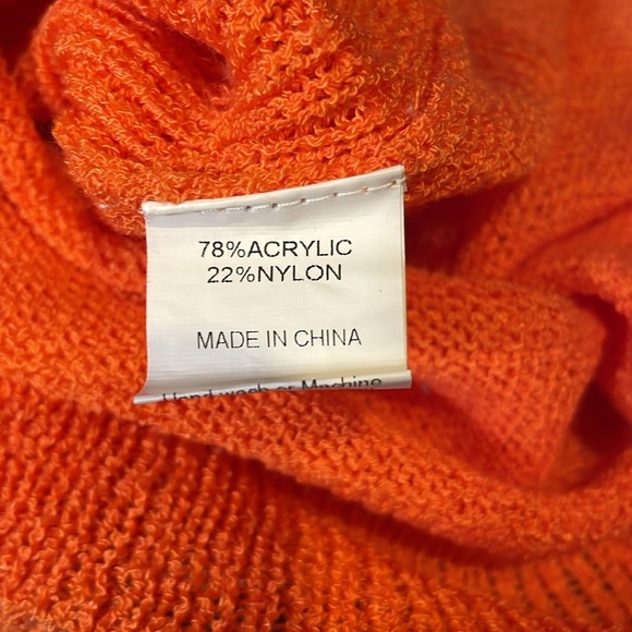 Vibrant Coral Orange Knit Crewneck Sweater w/ Drop Shoulder Chest Pocket… - Picture 9 of 14